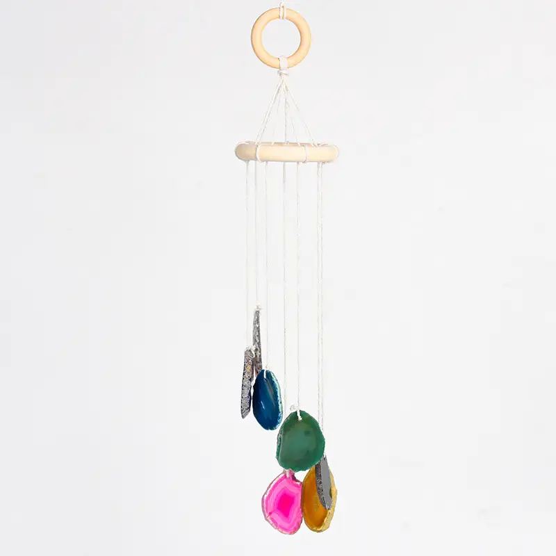 Irregular Color Agate Slice Wind Chimes Home Decoration