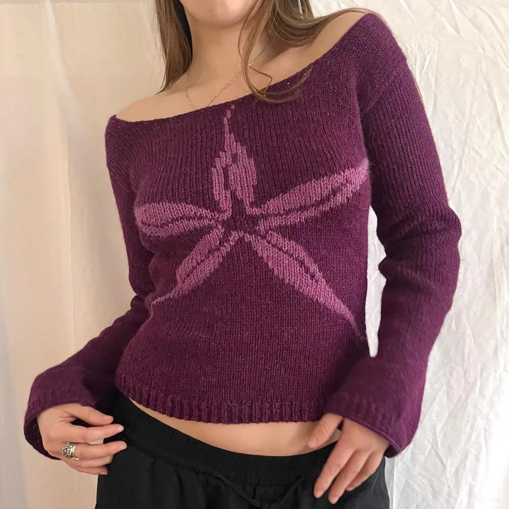 Knitting Jacquard Round Neck Sweater Inner Wear Blouse - Red