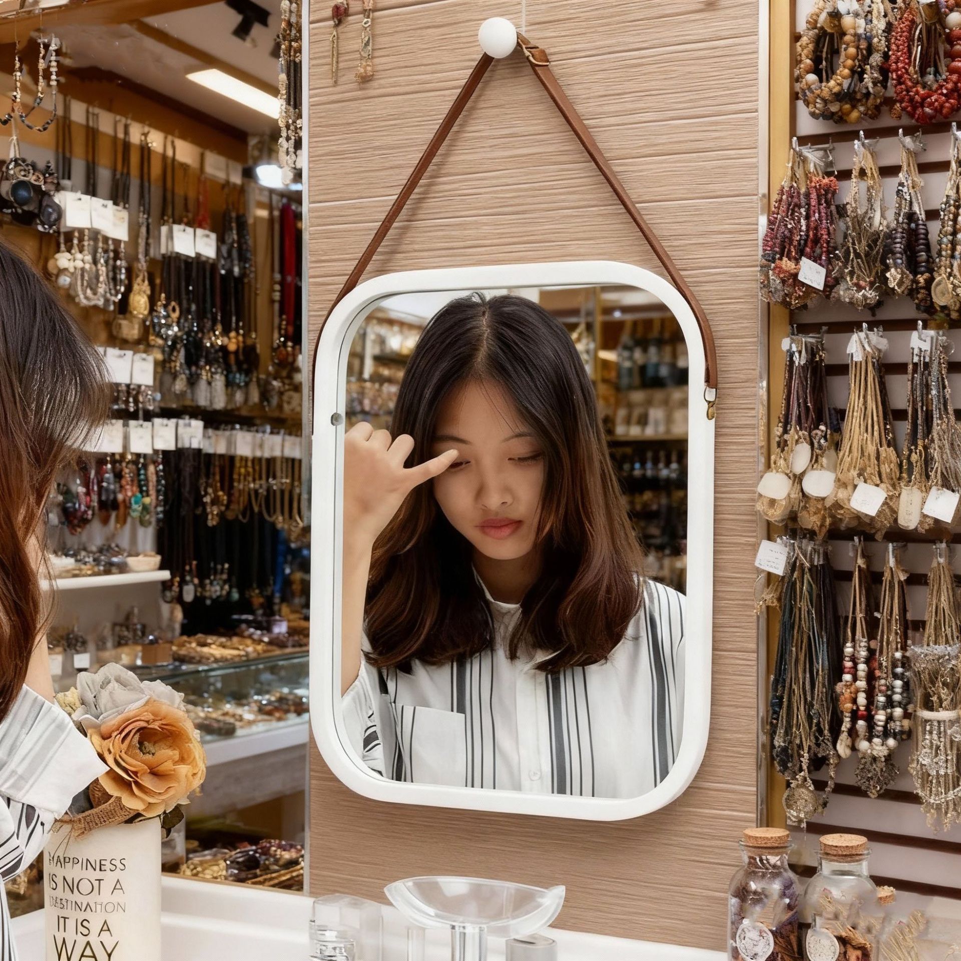 Rectangular Wood-Framed Wall Mirror, picture 4 of 5