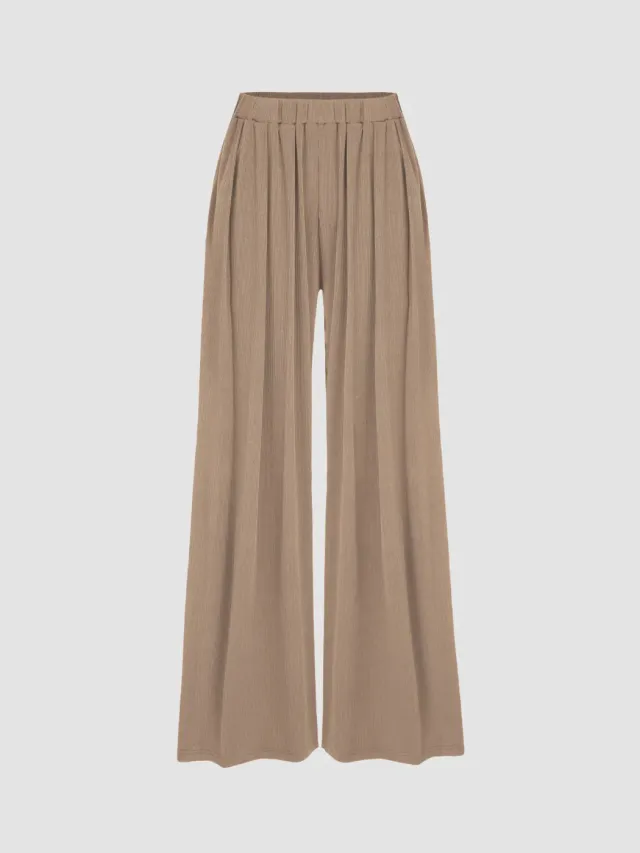 Women's Pants Casual Elastic Wide leg Pants Skin Color - Shop at LoveMi