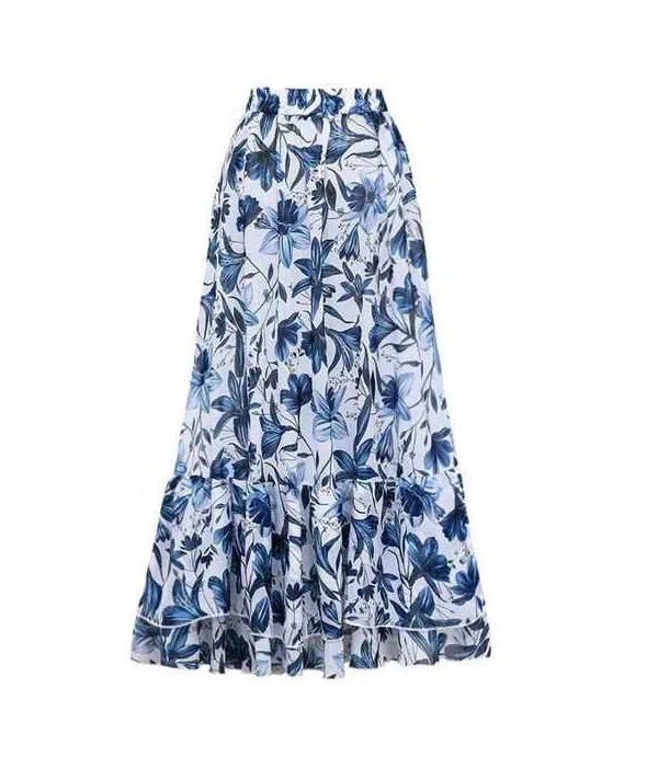 One piece Ethnic Style Chiffon Round Skirt Double shoulder V neck Swimsuit Women's Suit Long Skirt Free Size - Shop at LoveMi