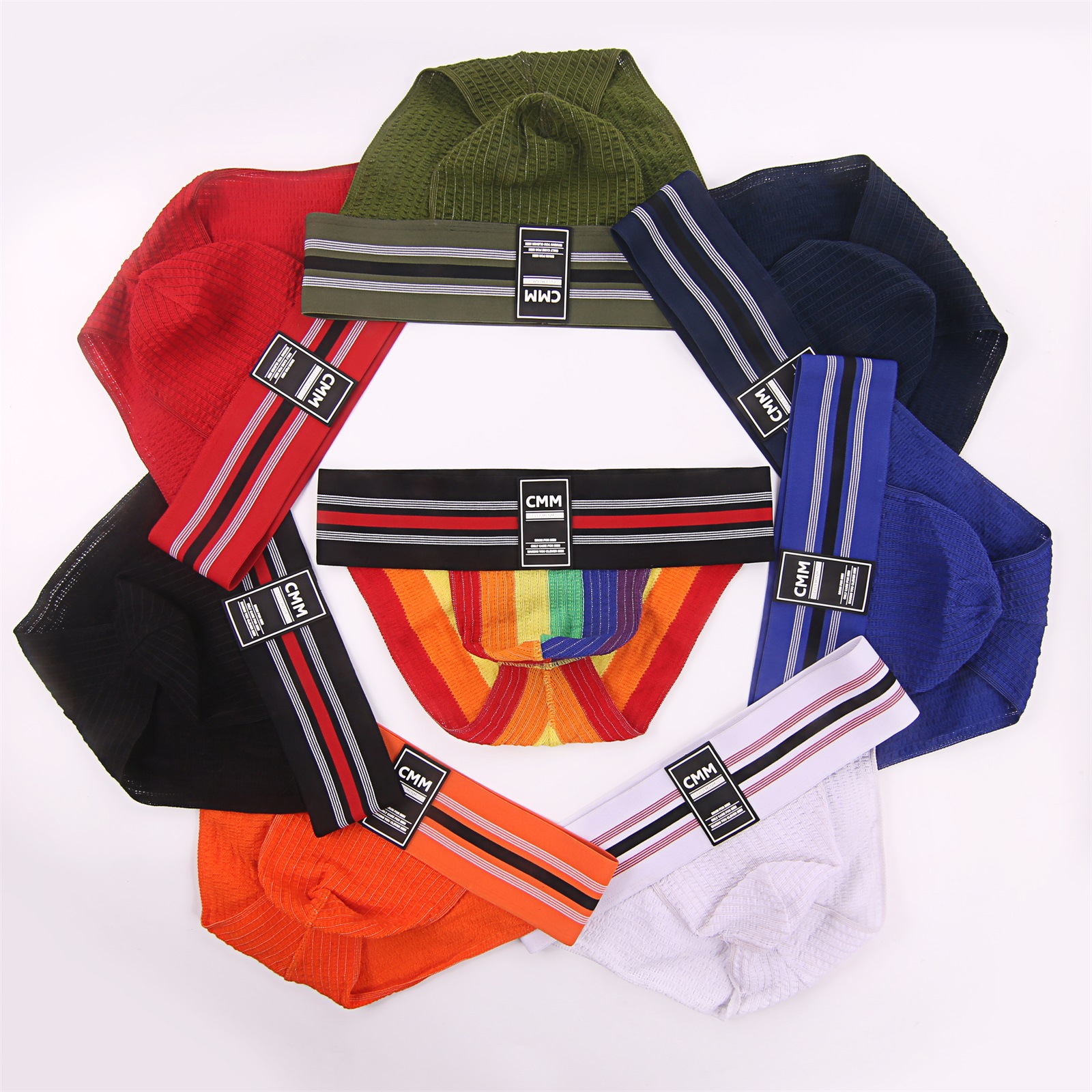 Men's Ultra-wide Waist High-cut High-elastic Rainbow Sports Underwear