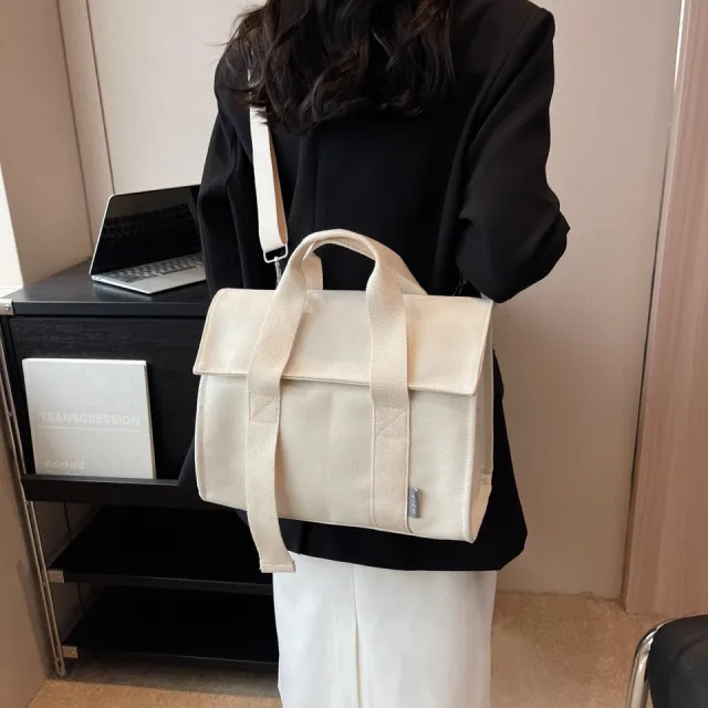 Large Capacity Canvas Bag All Match Crossbody White - Shop at LoveMi
