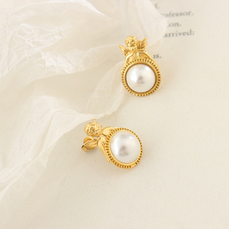 Personality Trend Portrait Angel Shape Earrings
