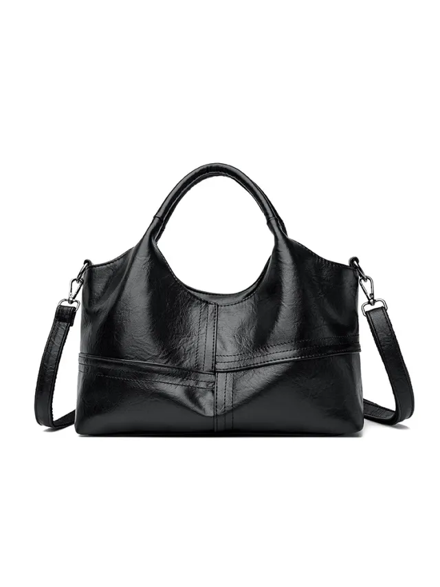 Soft Leather Handbag Women's Lightweight And Large Capacity Crossbody Bag Black - Shop at LoveMi