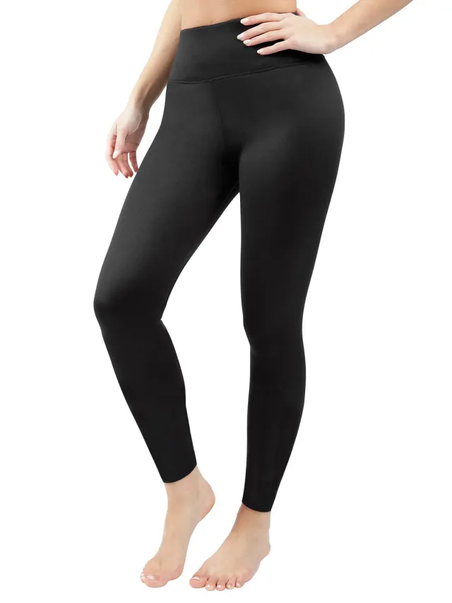 Fleece Lined Padded Warm Keeping Women's High Waist Tight Leggings Black - Shop at LoveMi