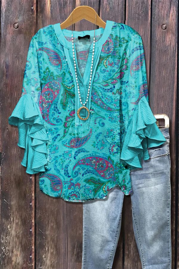 V neck Fashion Lotus Edge T shirt Women's Top Hbtx Sx3021 - Shop at LoveMi