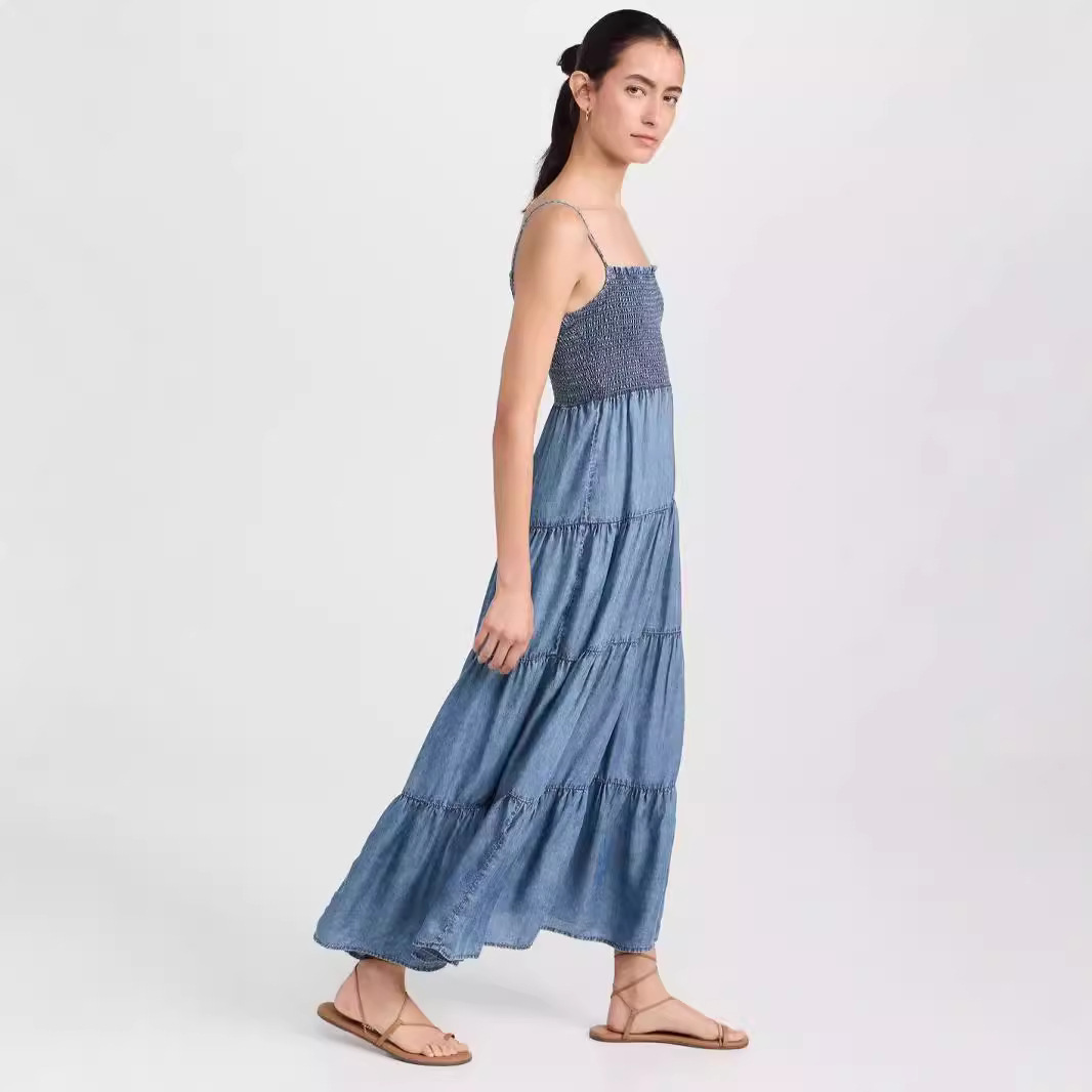 European And American Style Women Denim Braces Skirt