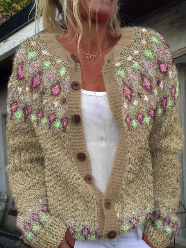 Women's Sweater Loose Multicolor Fashion Knitwear Khaki - Shop at LoveMi