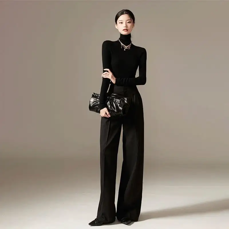 Womens High-Waisted Flowy Wide-Leg Pants For Shorter Statures