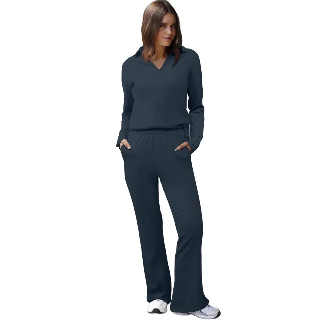 Women's Sportswear Long sleeve Top And Pants Two piece Set Smalt M - Shop at LoveMi