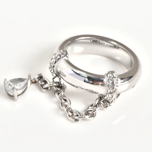 High grade Gold Rhinestone encrusted Chain Ring Silver - Shop at LoveMi