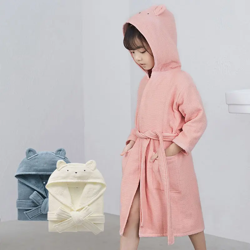 Children's Bathrobes Cotton Towel Material Nightgown Long