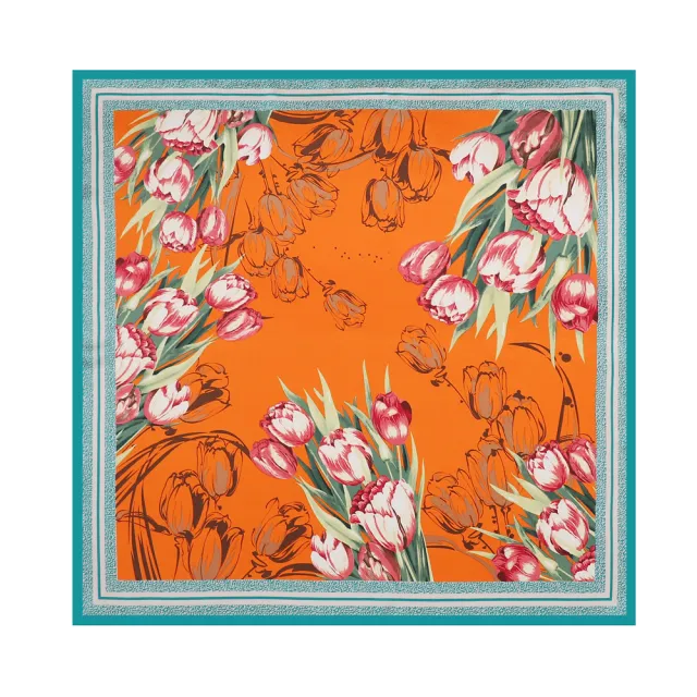 Flower Elegant High end Imitated Silk Scarves Women D9220 Orange - Shop at LoveMi