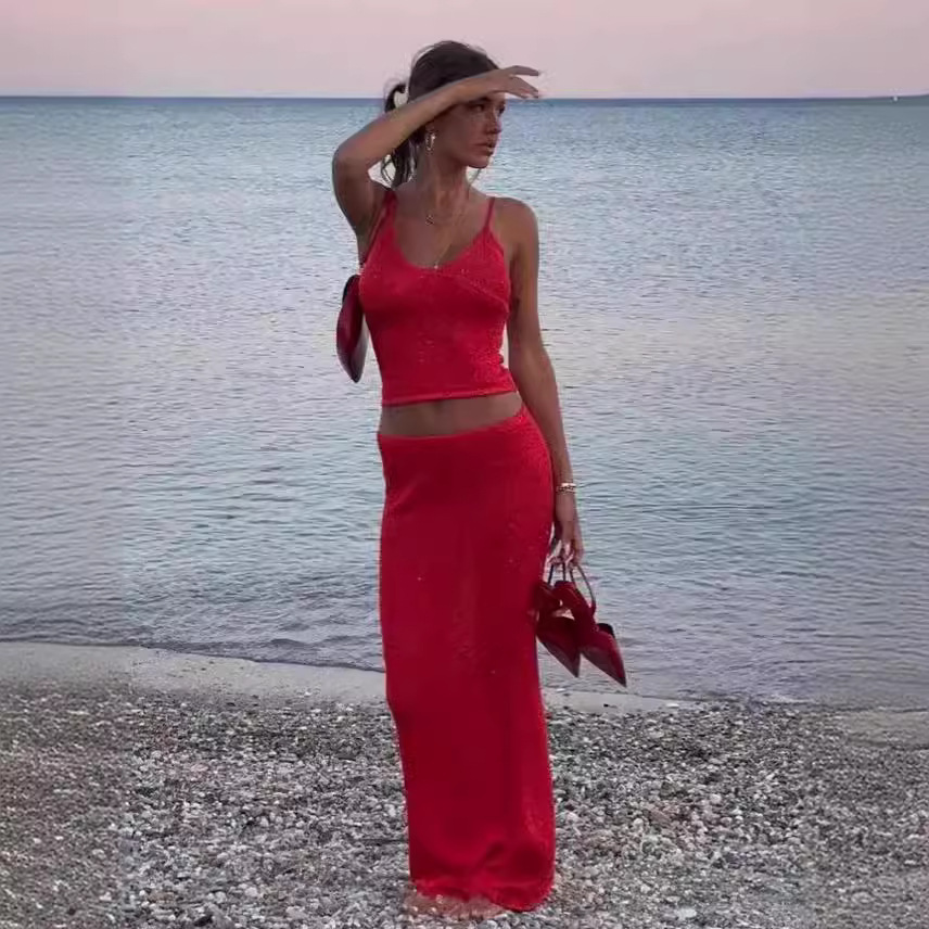 Women's Sequin Overall Dress Set Long Dress