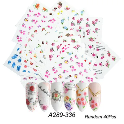Nail Hot Watermark Stickers Suit Butterfly Fruit Lace Colorful Flowers Gold And Silver Gilding A289336 Flowers 40 Models - Shop at LoveMi