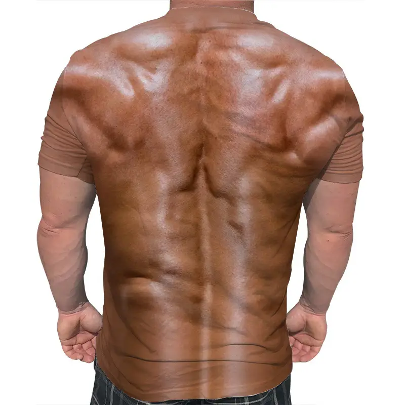 Funny Muscle Pattern Casual Round Neck Short Sleeves