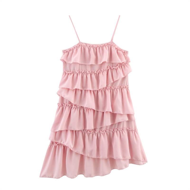 European And American Vacation Style Sling Dress Short Cake Dress Pink - Shop at LoveMi