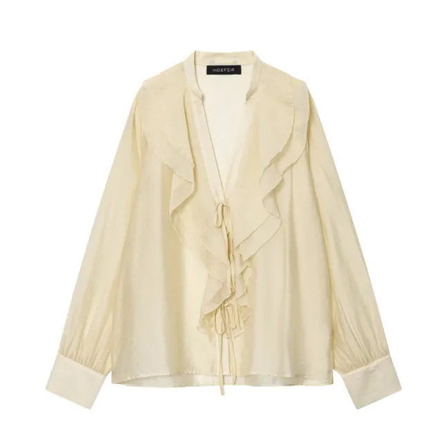 European And American Style New Fashionable Layered Decorative Bow Blouse Red - Shop at LoveMi
