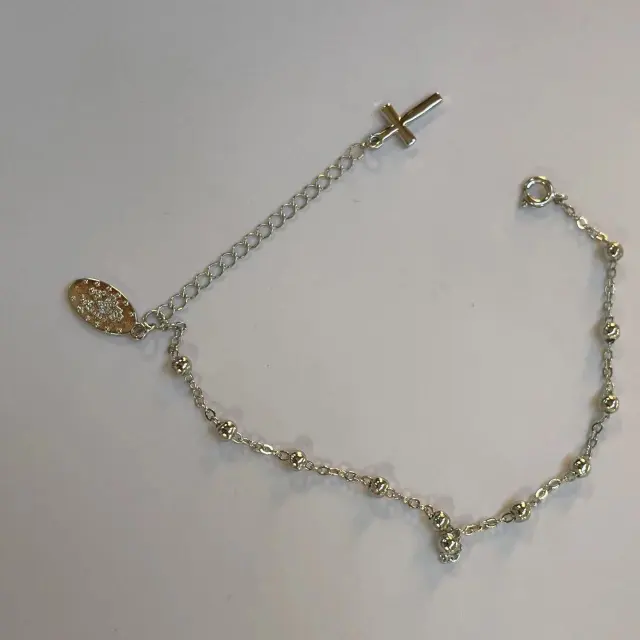 Simple Virgin Mary Clip Beads Adjustable Cross Bracelet Cross Bracelet Silver - Shop at LoveMi