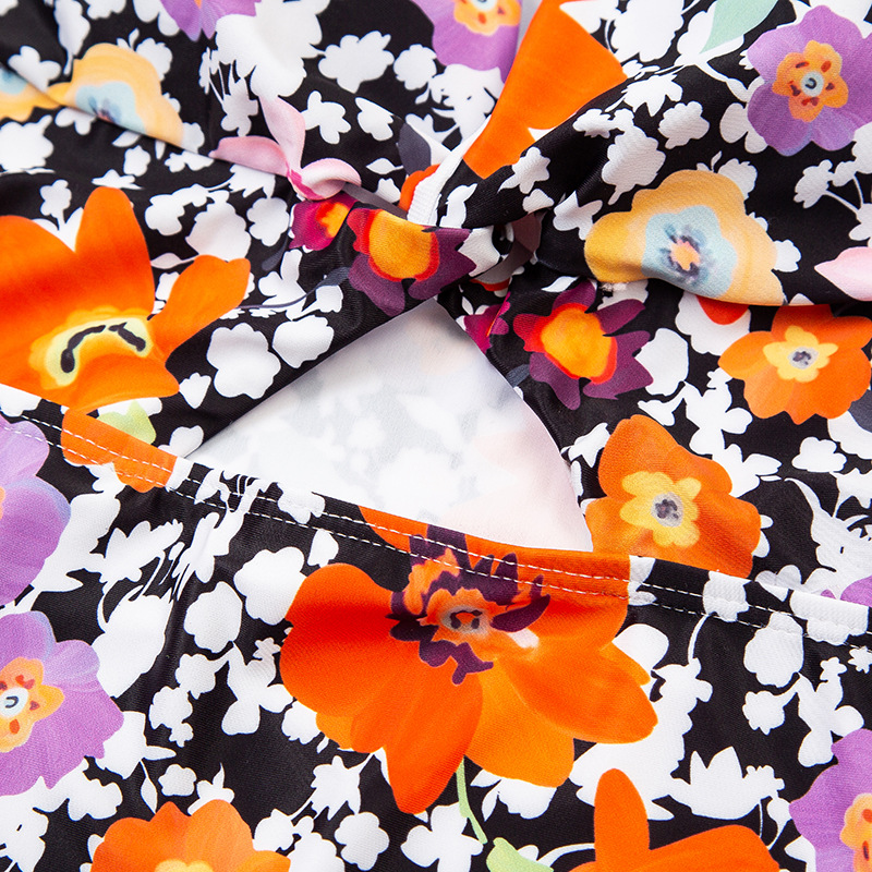 Women's Floral Stitching Knotted One-piece Swimsuit