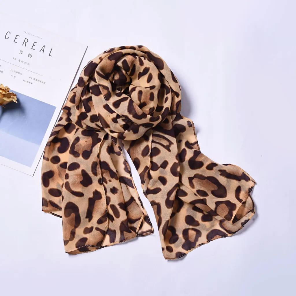 Women's Minimalist Classic Fashion Leopard Print Scarf - Light Coffee Big