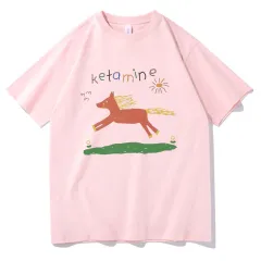 New Loose Print T-shirt Summer - Pink - View 1