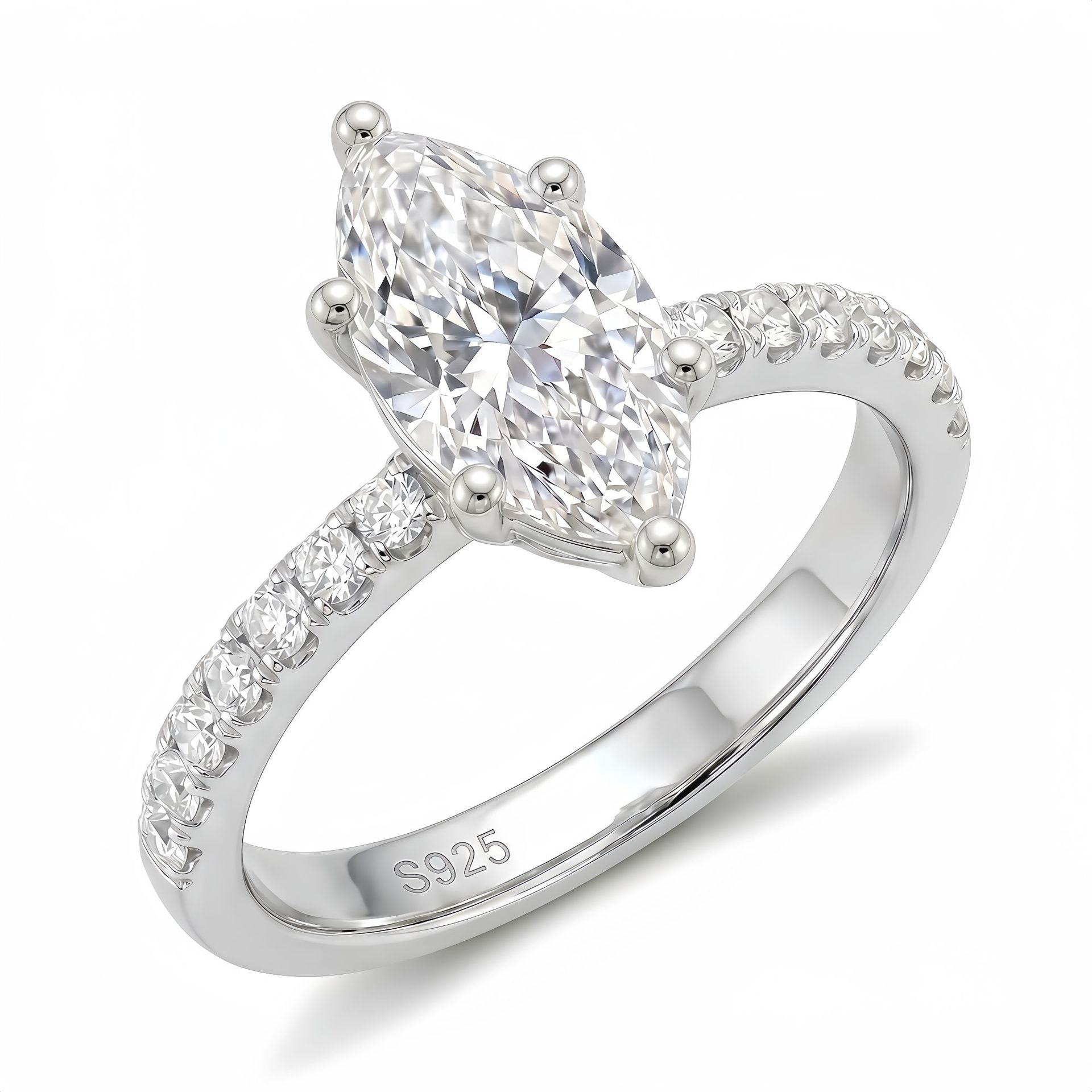 S925 Sterling Silver Moissanite Ring Horse Eye Design