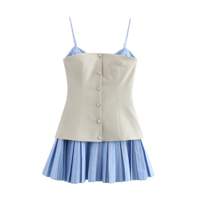 Women's Fashion Sexy Poplin Splicing Sling Dress - Shop at LoveMi