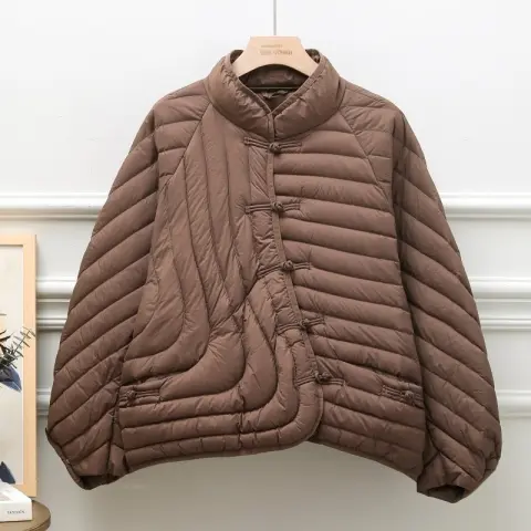 Autumn and Winter Ethnic Style Buckle White Duck Down