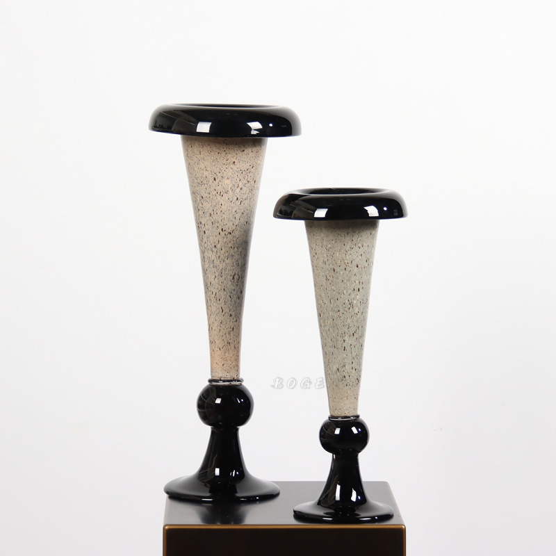 Mid-century Wabi-sabi Niche Luxury Art Vase Glass Flower Vessel Light-luxury Decorative Piece
