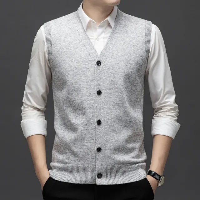 Keep Warm Inner Match Knitted Vest Sleeveless Multi color Sweater Waistcoat Light Gray - Shop at LoveMi
