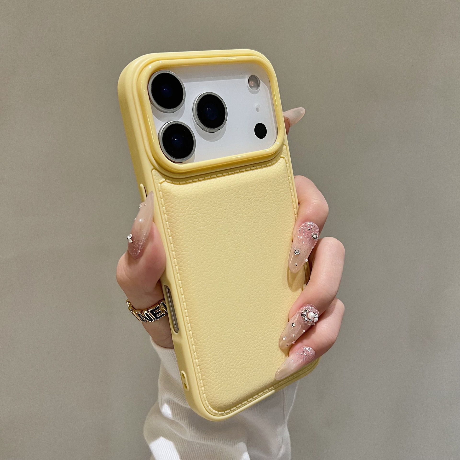 Phone Case With Leather Texture And Airbag Design