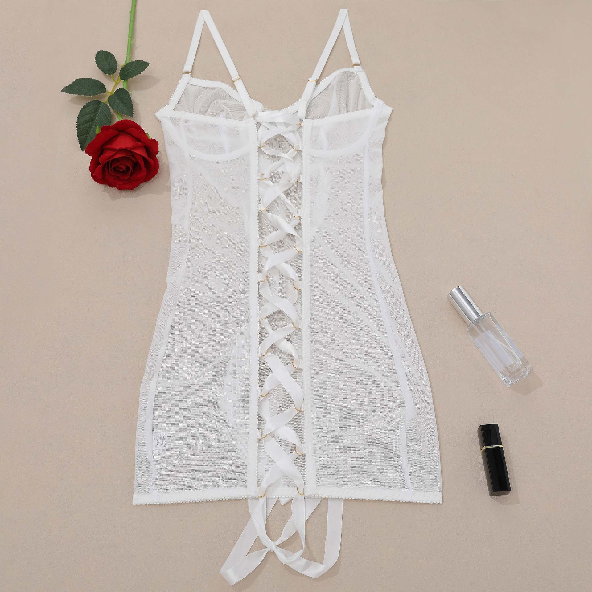 Steel Ring Mesh Camisole See through Backless Body shaping Corsets White - Shop at LoveMi