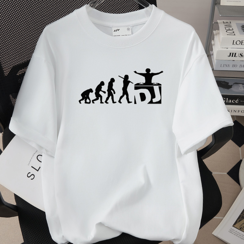 Music And Headphones Creative Print T-Shirt Loose Fit