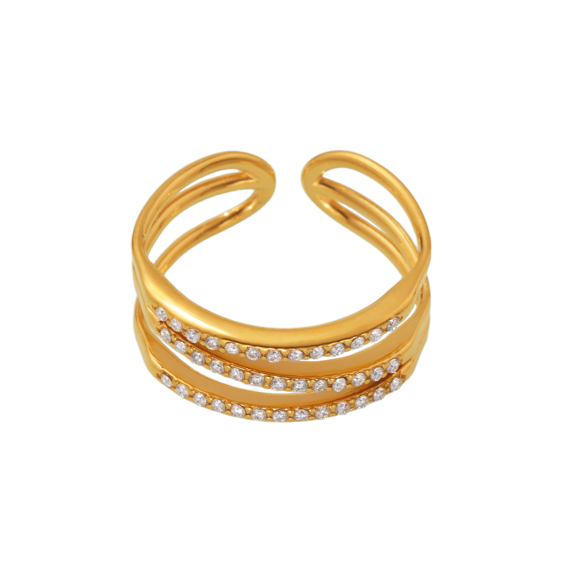 Gold-Plated Zircon Open Ring