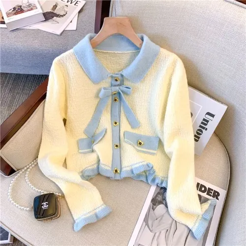 Fashion Small Short Classic Style Knitted Cropped Sweater Coat Milky White - Shop at LoveMi
