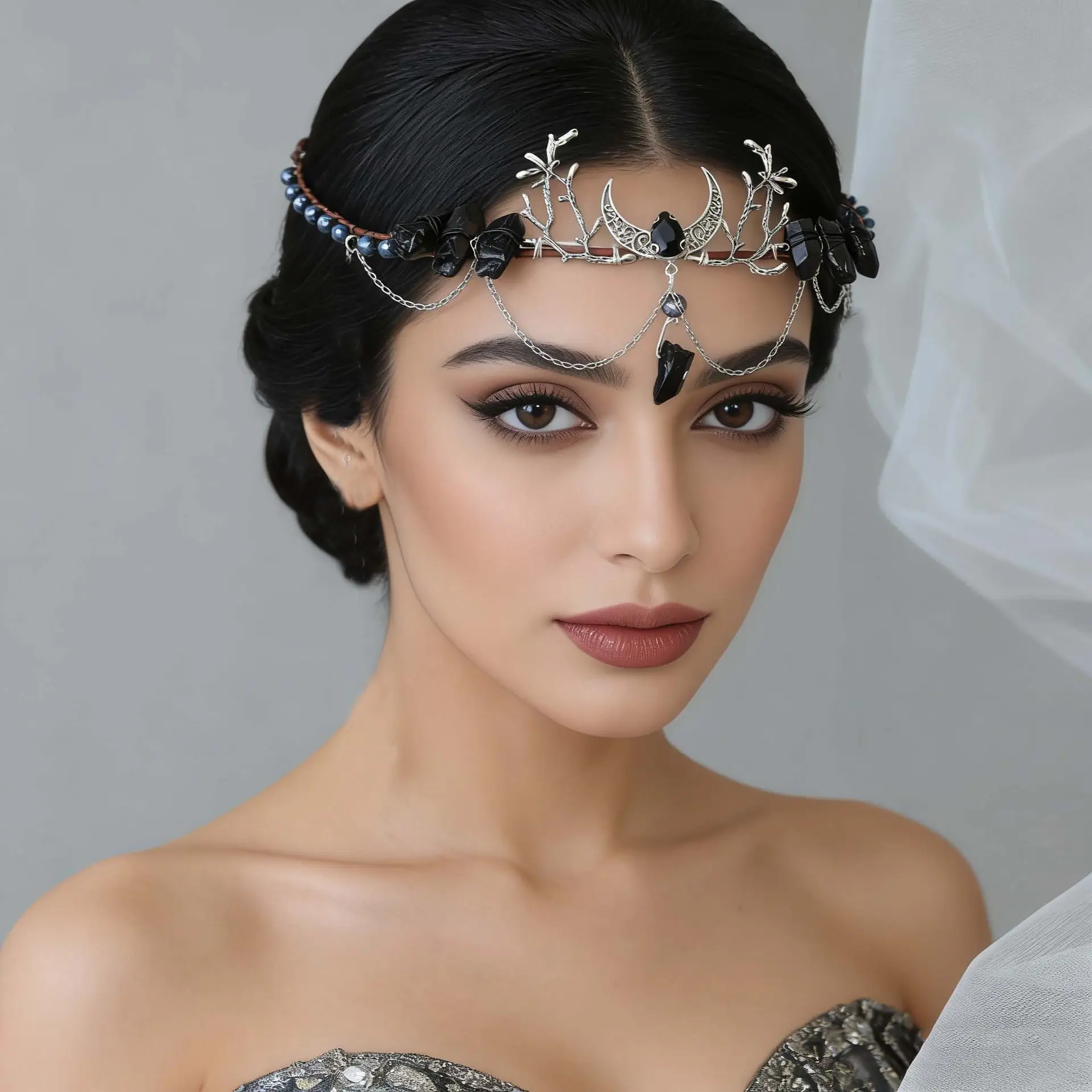Handwoven Moon Tassel Chain Hairband