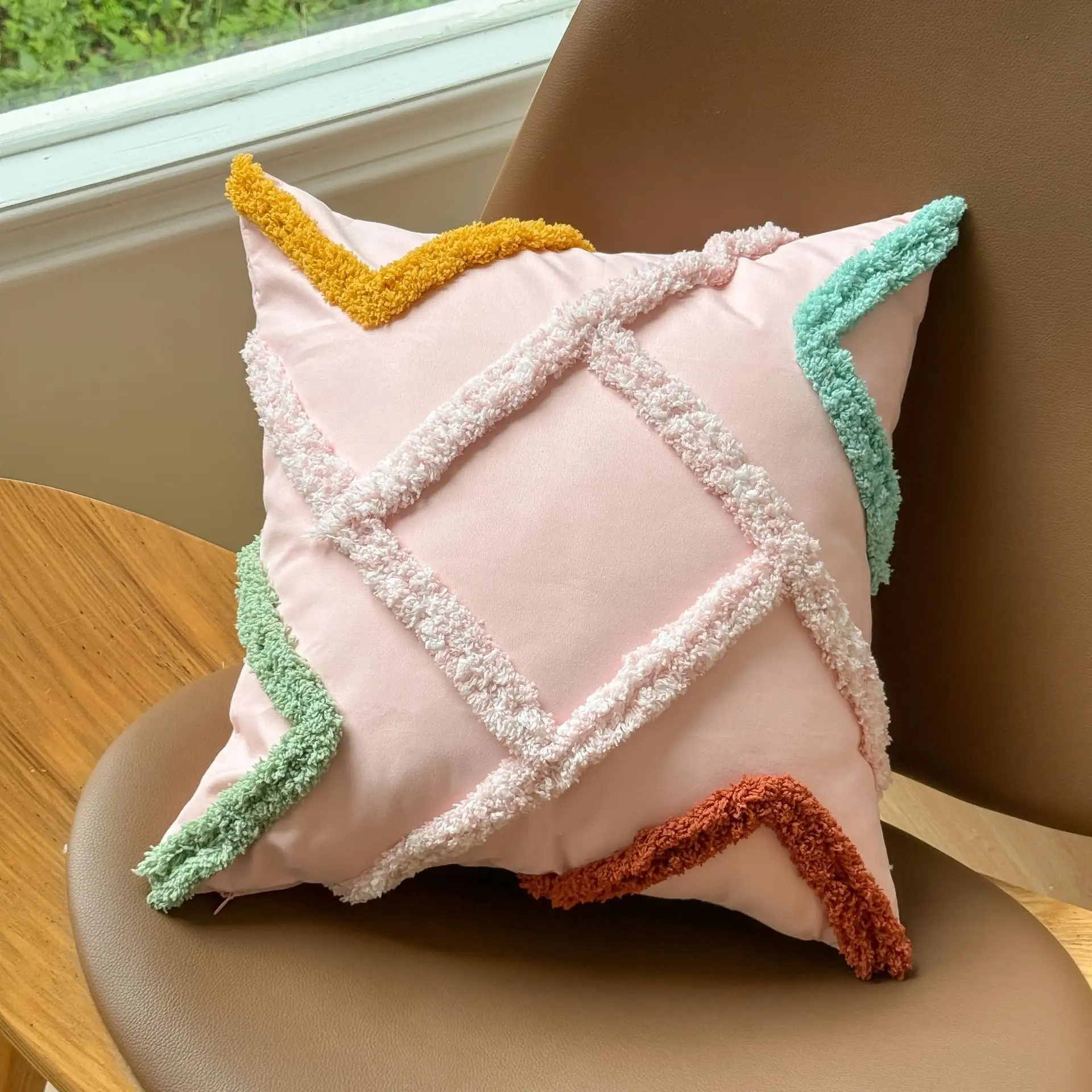 Home Bohemian Three-dimensional Striped Tufted Pillow Cover