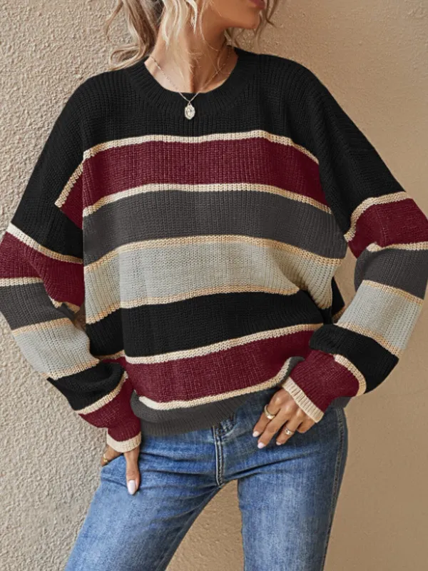 European And American Autumn And Winter Round Neck Sweater Women's Lazy And Loose Classic Black - Shop at LoveMi