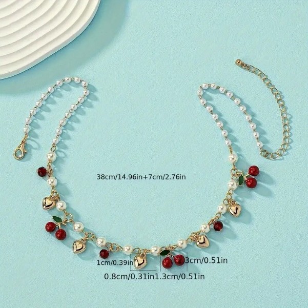 European And American Strawberry Pepper Cherry Pendant Necklace