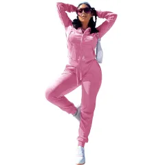 Women's Casual Silver Fox Fur Top And Pants Two-piece Set - Rose Red - View 1
