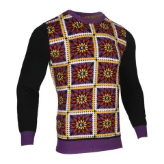 Men's Fashion Casual Long Sleeve Round Neck Christmas Sweater - Purple - View 1