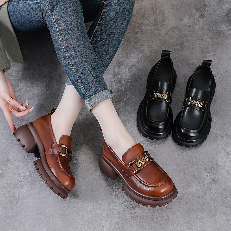 Leather Wedge Slip-On Flats, picture 4 of 5