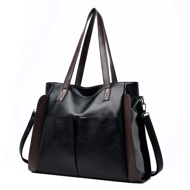 Fashionable Large Capacity Soft Leather Crossbody Bag Black - Shop at LoveMi