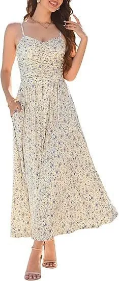 Elegant Pleated Floral Pocket Dress For Women Floral - Shop at LoveMi