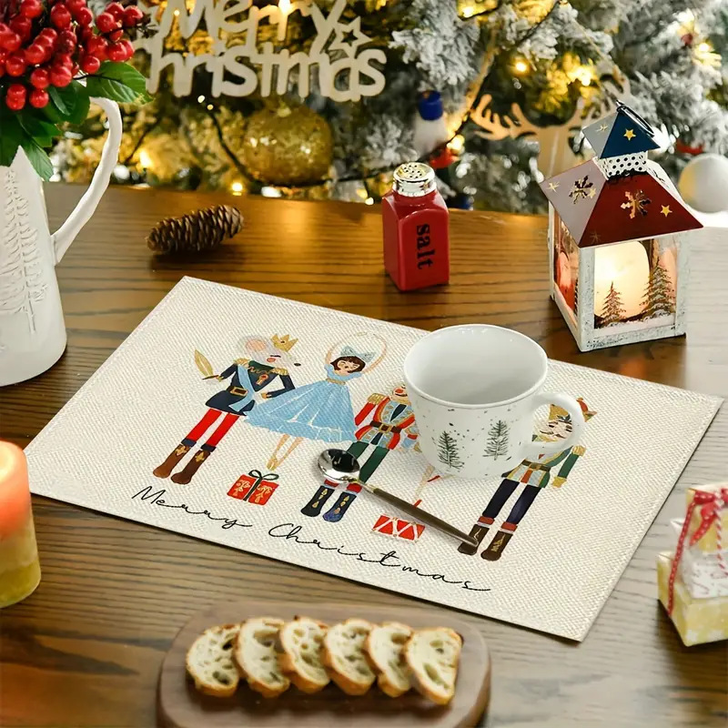 Christmas Holiday Party Table Insulation Mat Christmas Tree Linen Printing