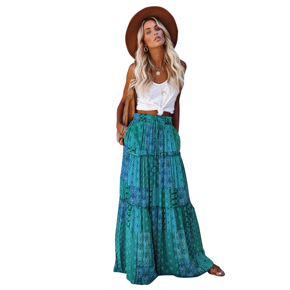 Bohemian Style Loose Casual High Waist Long Skirt