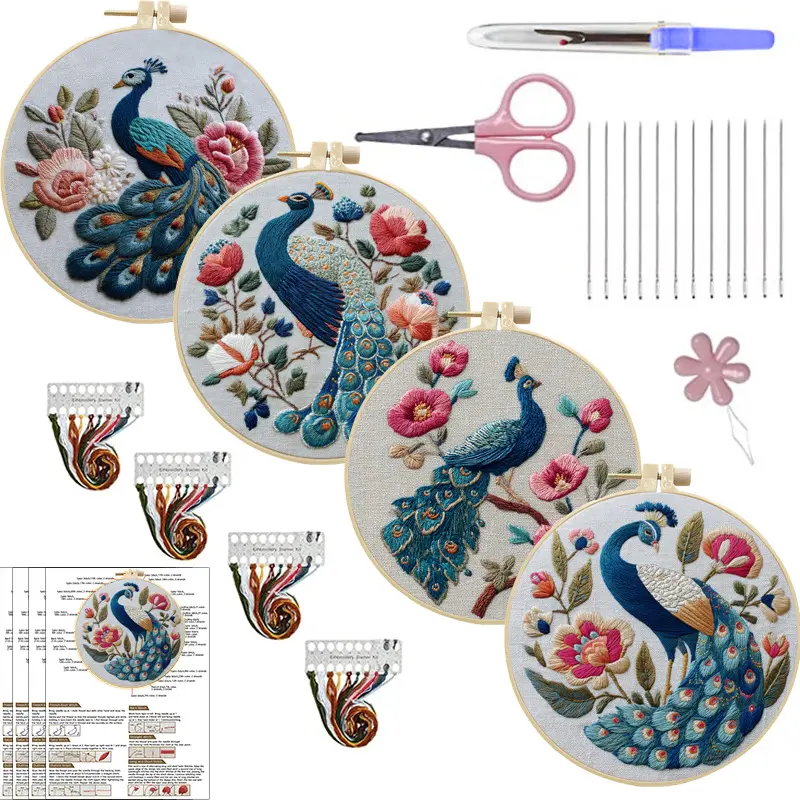 Embroidery DIY Peacock Handmade Fabric Craft Kit