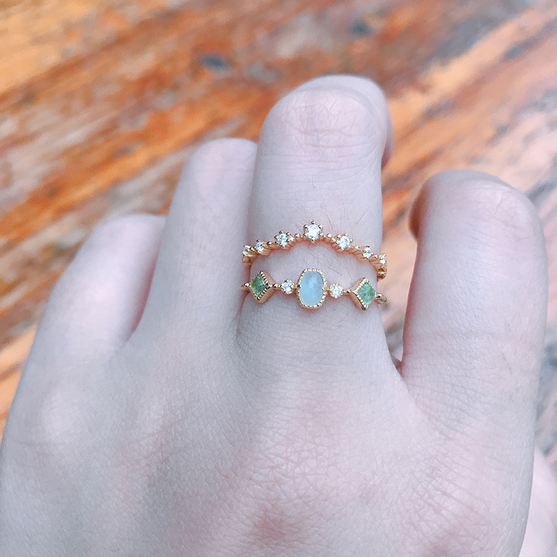 Roman Glass Retro Minority Design Sense Ring